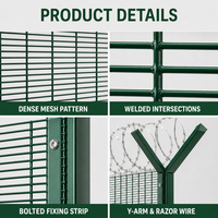 Grillage soudé noir thermolaqué résistant à la corrosion, clôture anti-escalade 358 pour la protection des propriétés extérieures