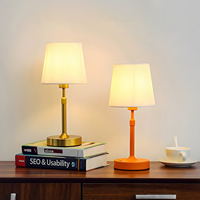 Lámpara de Mesa Moderna de Latón Dorado, Recargable, con Pantalla de Tela, LED, E27, para Restaurante, Estilo Rústico