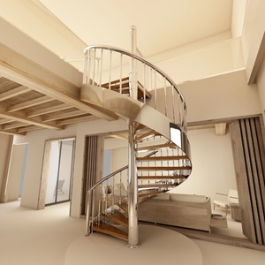 Kit d'<span class=keywords><strong>escalier</strong></span> en spirale circulaire préfabriqué, gain de place, <span class=keywords><strong>design</strong></span> décoratif, extérieur, couleur blanche, en acier - Product Image 5