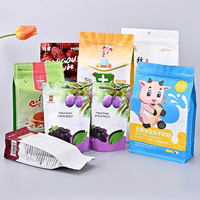 Sachets plats personnalisés imprimés pour aliments, résistants à l'humidité, 250g 500g 1kg, pour l'emballage du café, du thé, des noix, avec fermeture éclair refermable