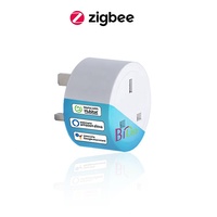 Bilihondim UK Prise connectée Zigbee avec surveillance de la consommation 200W, compatible Google Assistant, contrôle sans fil, 1 canal, en plastique
