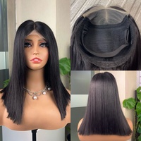 Perruques Bob Courtes Lisses Sans Colle en Cheveux Humains, Frontale en Dentelle 5x5 pour Femmes Noires, Densité 250%