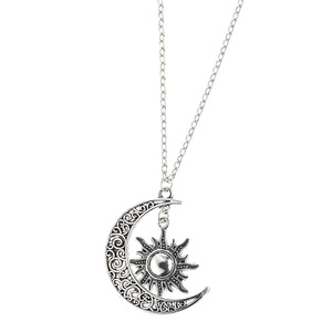 <span class=keywords><strong>Collana</strong></span> <span class=keywords><strong>Sole</strong></span> <span class=keywords><strong>e</strong></span> <span class=keywords><strong>Luna</strong></span> in Argento <span class=keywords><strong>e</strong></span> Oro <span class=keywords><strong>con</strong></span> Diamante, Gioielli Classici Ghiaccio <span class=keywords><strong>e</strong></span> Fuoco per Anniversari, Realizzati in Lega - Product Image 3
