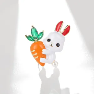 XILIANGFEIZI Clearance Sale 2023 Fashion Cartoon Cute Enamel Jewelry Zircon Carrot Rabbit Brooches