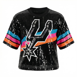En gros Blouses pour femmes Antonio, coupe oversize, col rond, en jersey, à sequins San Antonio, style Spur-s, populaire - Product Image 1