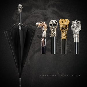 Cadeaux créatifs personnalisés à poignée tête d'animal serpent de lion en métal parapluies de luxe pour la protection solaire en vinyle - Product Image 2