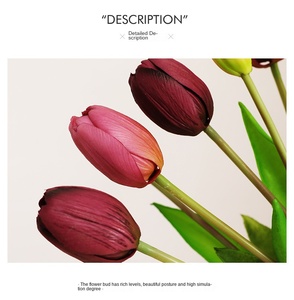High Quality Artificial PVC Real Touch <strong>Sunset</strong> Red Yellow Tulip Bridal Bouquet <strong>Flowers</strong> for Wedding Home Decoration - Product Image 5