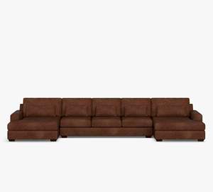 高級高品質ソファリビングルーム家具リクライニング可能なU字型レザーソファ - Product Image 6