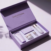 Boîte magnétique personnalisée et boîte cadeau violette pour ensemble de soins de la peau et emballage de luxe, impression de motif personnalisé
