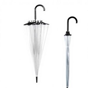Hot Selling Custom Business Gifts 16-Rib Student Straight Handle Long Handle Transparent <b>Windproof</b> Rain <b>Umbrella</b> - Product Image 1