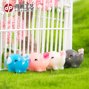 ดีพี มิเนียเจอร์เรซิ่นรูปช้างน่ารักรูปสัตว์การ์ตูนสำหรับตกแต่งโต๊ะบ้านรถตกแต่งสีฟ้าสีเทาสีขาว - Product Image 3
