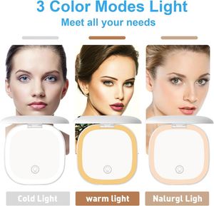 Personalised <b>Square</b> Plastic Compact Pocket Cosmetic <b>Mirror</b> Magnifying LED Light Dual Sided Foldable Fashionable Portable <b>Mirror</b> - Product Image 3