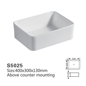 Cuba de Lavabo Retangular Branca Moderna de Cerâmica Sobrepor para Vilas, Apartamentos e Hotéis - Product Image 4