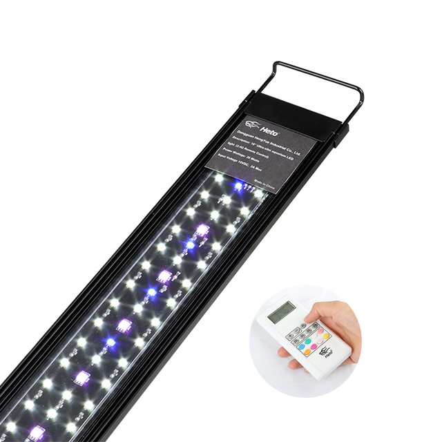 Heto Aluminium 20W 6500K Dimmable Fish Tank LED Remote Aquarium Lamp Planted Aquarium Lighting Warm White IP67 Waterproof for