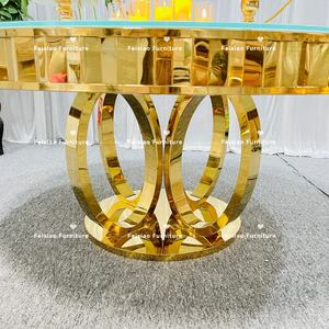 Muebles DE BODA diseño dorado marco de acero inoxidable mesa redonda de pastel real - Product Image 6