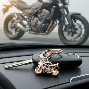 Portachiavi Moto in Oro Rosa, Accessorio per Chiavi Auto, Ciondolo in Metallo - Product Image 3