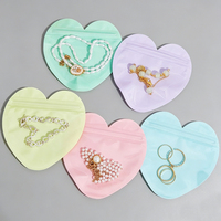 Pochette à bijoux en forme de cœur avec fenêtre transparente, réutilisable, petite pochette zippée pour le rangement de colliers, boucles d'oreilles et bagues - Vente en gros