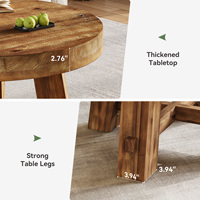 Table basse ronde en bois massif avec plateau épaissi, table d'appoint pour salon, appartement, petit espace, mobilier de maison marron