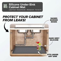 Tapis de protection sous évier en silicone antidérapant, style classique, imperméable, avec trou de drainage, lavable, pour cuisine et armoire – Vente en gros