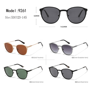Lunettes de soleil ovales unisexes, monture noire, protection UV400, protection solaire pour adultes - Product Image 3