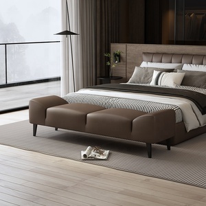 Luxury High-End <strong>Leather</strong> Bed Stool &amp; Bench Modern Minimalist Bedroom Ottoman for Clothes <strong>Storage</strong> - Product Image 4