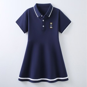 Abito Polo per bambini su misura per bambini abiti da bambina in <span class=keywords><strong>età</strong></span> <span class=keywords><strong>scolare</strong></span> Pique in cotone lavorato a maglia scuola materna abito blu scuola elementare - Product Image 1