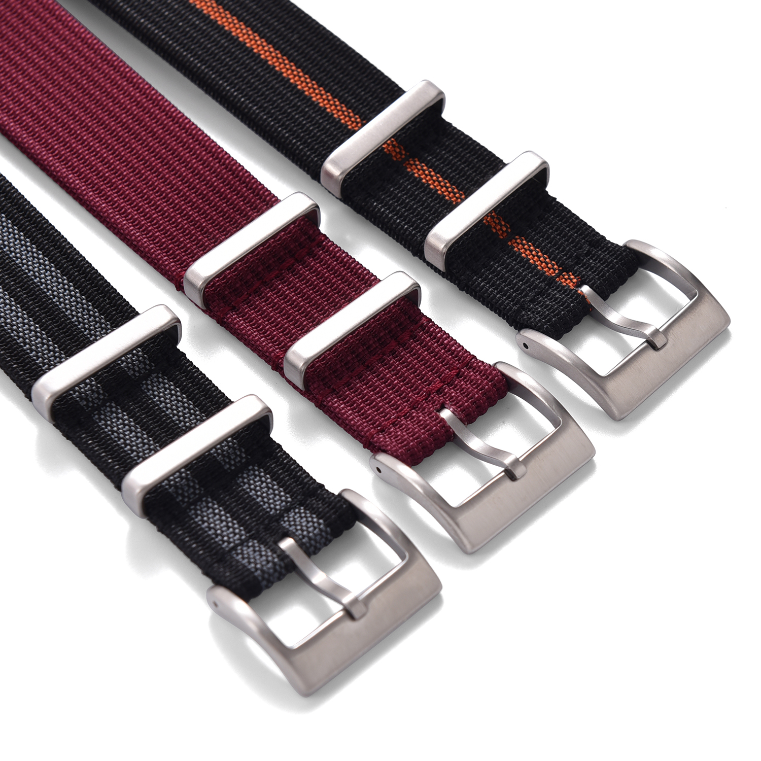JUELONG Premium Fabric Texture & Comfort Combined Watch Strap 18mm 20mm 22mm Single-Pass Ribbed Nylon Watch Band
