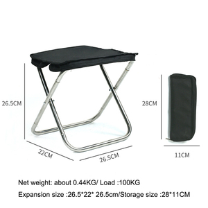 Silla de Pesca Plegable, Portátil, Multifuncional, Ligera, para Senderismo, Viajes, Pesca, Parque, Playa, Color Negro - Product Image 2