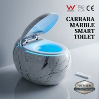 Toilette intelligente de luxe en forme d'œuf avec motif marbre, WC intelligent tout-en-un avec affichage numérique et texture marbre