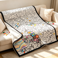 Couverture Sherpa à colorier surdimensionnée, kit de loisirs créatifs portable avec marqueurs permanents pour enfants et adultes