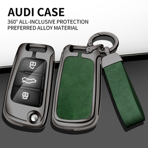 Étui de protection pour <span class=keywords><strong>clé</strong></span> de voiture en alliage de zinc et cuir avec logo pour <span class=keywords><strong>Audi</strong></span> A1 <span class=keywords><strong>A3</strong></span> A4 A5 A6 A7 Q3 Q5 Q7 B6 B7 B8 <span class=keywords><strong>8P</strong></span> 8V 8L C5 C6 TT RS – Accessoires intelligents - Product Image 3