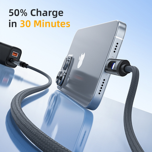 <span class=keywords><strong>C</strong></span>âble de charge rapide multi-ports 100W <span class=keywords><strong>USB</strong></span>/Type-<span class=keywords><strong>C</strong></span>/<span class=keywords><strong>Lightning</strong></span> avec prise AC, LED RGB, tressé en nylon pour téléphone portable - Product Image 3