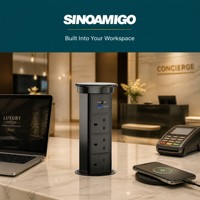 SINOAMIGO IP54 Enchufe Motorizado Empotrable para Encimera de Cocina con Toma de Corriente Integrada, Estándar UK