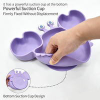 Assiette de repas pour bébé en silicone liquide transparent brun vert de qualité alimentaire, prix d'usine OEM ODM, avec un style de design pour enfants