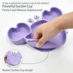 <span class=keywords><strong>Assiette</strong></span> de repas pour bébé en silicone liquide transparent brun vert de qualité alimentaire, prix d'usine OEM ODM, avec un style de design pour enfants - Product Image 1