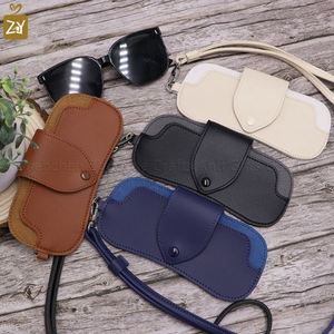 Universal Fit Leather <b>Glasses</b> <b>Case</b> Handmade Sunglass Bag With Strap PU Soft Leather Sunglasses Bag With Strap - Product Image 4
