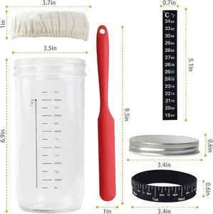 Kit de bocal à levain à large ouverture 24OZ avec bande de marquage de date et thermomètre pour la cuisson du pain - Product Image 4
