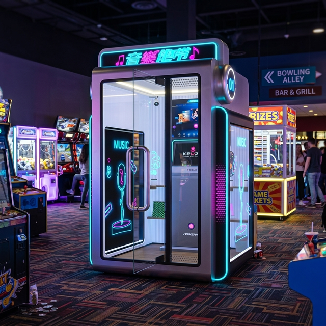 JFP QR Code Payment Karaoke Vending Machine 4 Person Soundproof Mini KTV Booth for Shopping Mall
