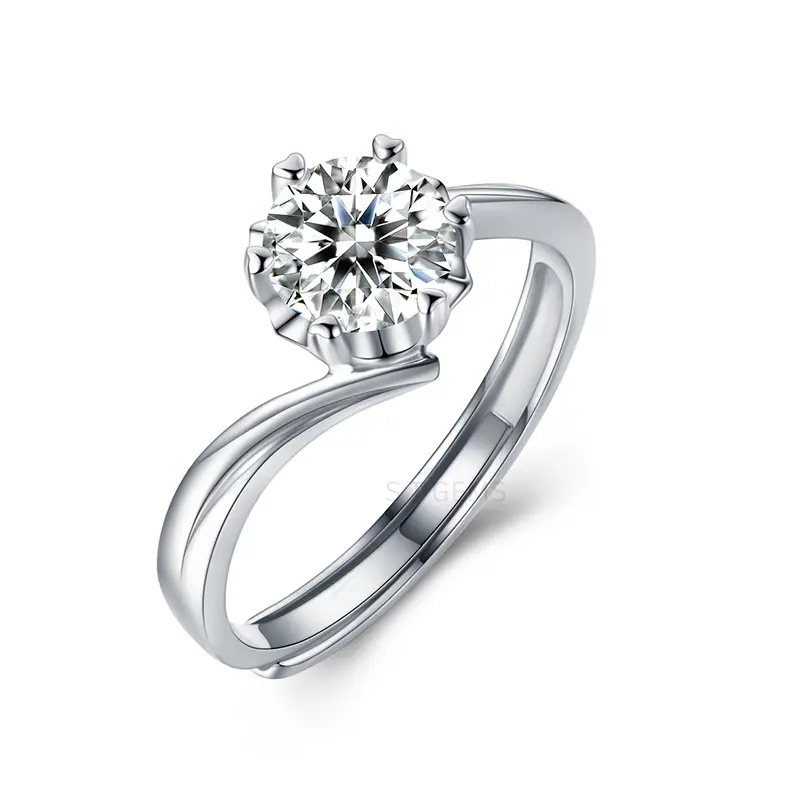 Twisted Arm Flower Ring 925 Sterling Silver 1CT Round Moissanite Diamond Engagement Wedding Ring For Women