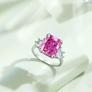 Dylam Designer S925 <b>Silver</b> Diamond 3-Stone <b>Eternity</b> Band 6ct Radiant Cut 8A Zirconia Wedding Engagement Promise <b>Ring</b> for Women - Product Image 6