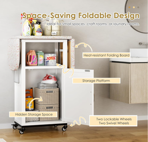 Planche <span class=keywords><strong>à</strong></span> <span class=keywords><strong>repasser</strong></span> pliante en bois avec éponge, design détachable, couleur et logo personnalisables, roulettes et armoire de <span class=keywords><strong>rangement</strong></span> - Product Image 4