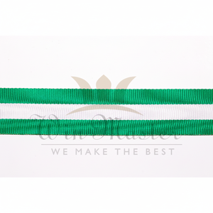 Rubans personnalisés en moiré Rubans confortables pour médailles de cérémonie de couleur verte et blanche - Product Image 1