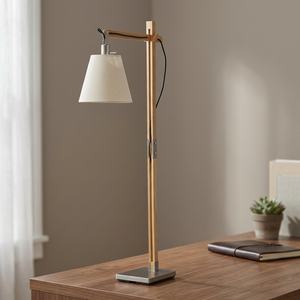 Adjustable Height Modern Wood Floor Lamp White Fabric Shade LED Warm White <b>Light</b> E26/E27 Base Indoor Hotel <b>Lounge</b> Task Lighting - Product Image 6