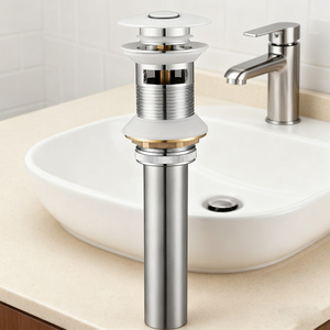 Bonde <span class=keywords><strong>de</strong></span> vidange escamotable moderne en laiton chromé à grand capuchon <span class=keywords><strong>pour</strong></span> <span class=keywords><strong>lavabo</strong></span> <span class=keywords><strong>de</strong></span> <span class=keywords><strong>salle</strong></span> <span class=keywords><strong>de</strong></span> <span class=keywords><strong>bain</strong></span> ou douche, facile à nettoyer, fabriquée en Chine - Product Image 5