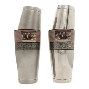 Nuevo diseño, coctelera con patrón <span class=keywords><strong>Chaplin</strong></span>, superventas, herramientas de barra de acero inoxidable, coctelera Boston para camarero - Product Image 2