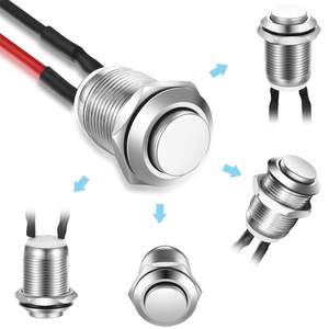 Interrupteur à bouton-poussoir classique momentané 12 mm en acier inoxydable/aluminium noir 5A 250V AC/DC IP65 - Product Image 5