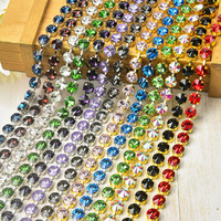 Nouveauté 10/12mm paillettes rondes strass faites à la main chaîne paillettes décoratives cristal passementerie avec base or ou argent
