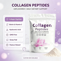 Poudre de peptides de collagène multi-sources, nourrie à l'herbe, avec biotine et vitamine C pour la beauté de la peau et le soutien articulaire, 110g, végétalien pour adultes
