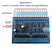 Module de contrôle à distance à usage général N4D3E16 16DI-16DO DC 12V 24V avec port RS485 et transmission de valeur Modbus RTU