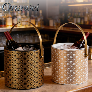 Seau à glace portable isotherme double paroi en acier inoxydable Onawei pour bière/<span class=keywords><strong>vin</strong></span>, capacité 2,0L/3,0L, style rétro de luxe léger - Product Image 1